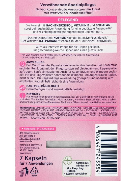 Капсулы для глаз и губ против морщин Balea Augen & Lippen 7шт. 4066447245554