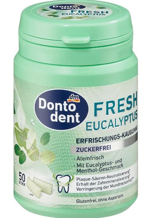 Жувальна гумка Dontodent Fresh Eucalyptus без цукру евкаліпт 50шт. Німеччина 4067796064247