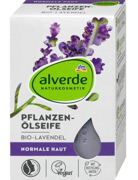 Крем-мыло Alverde Pflanzenolseife mit Lavendel на растительном масле с лавандой 100г. 4066447342925
