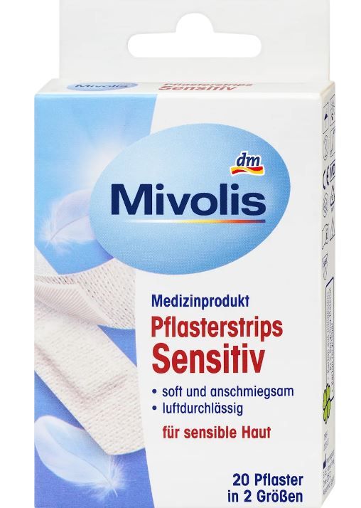 Пластырь воздухопроницаемый для чувствительной кожи Mivolis Sensitive 20шт. Германия 8712175936702