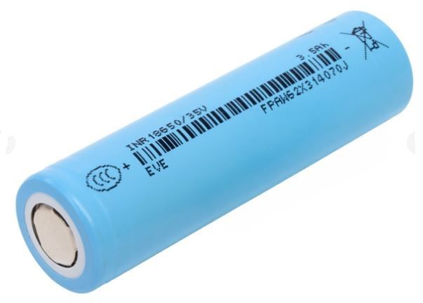 Аккумулятор литий-ионный EVE 3500mAh 10.2А 25мОм без защиты INR18650/35V
