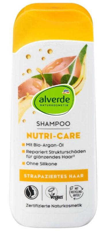 Шампунь для поврежденных волос Alverde Nutri-Care глицерином и аргановым маслом 200мл 4066447332308