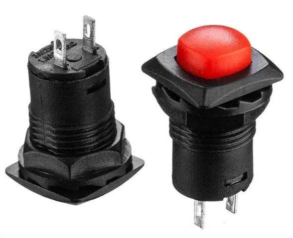 Кнопка натискна без фіксації DS-225 OFF-(ON) червона 1,5А Daier 1014149