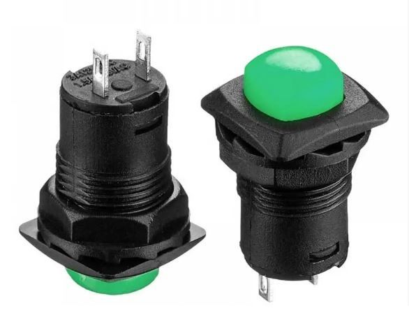 Кнопка нажимная без фиксации DS-225 OFF-(ON) зеленая 1,5А Daier 1014148