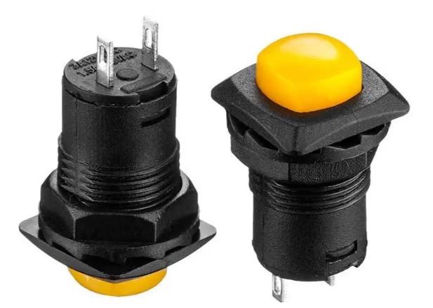Натискна кнопка 1.5А 125В без фіксації OFF-(ON) DS-225 SPST 2pin жовта Daier 1014147
